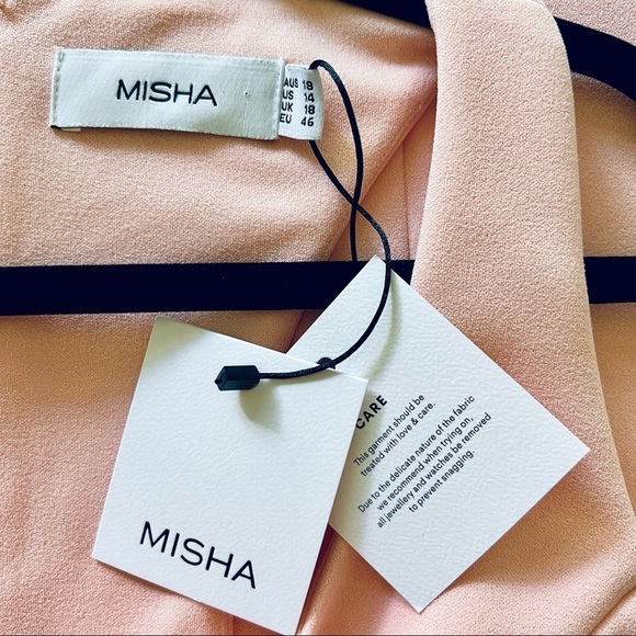 MISHA Pale Pink Sleeveless Sheath Midi Dress, size 14 - Picture 3 of 12